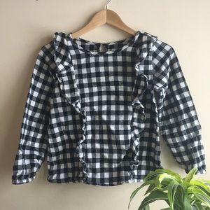 🌟3/$20 Black and White Ruffle Checkered Kids Long Sleeve
